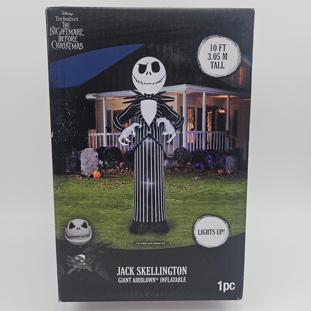 Disney Jack Skellington Airblown Inflatable 10ft Tall‎ Nightmare Before Xmas New